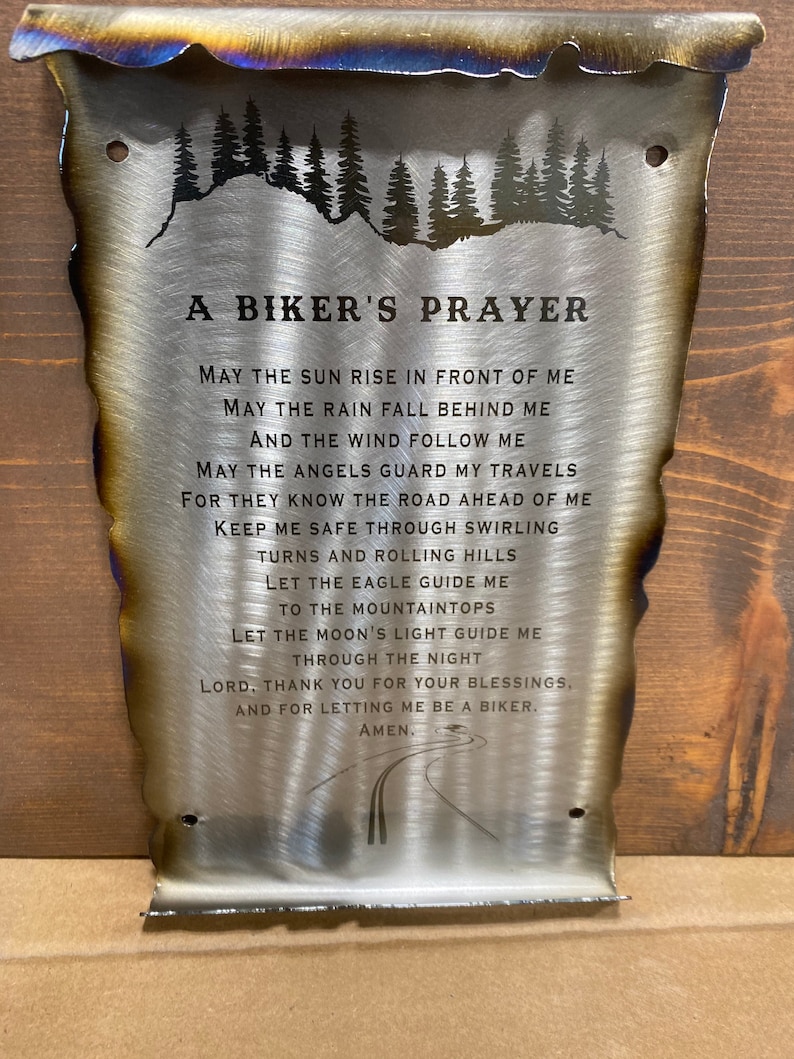 Biker gift, Bikers prayer, motorcycle rider gift, metal scroll image 3