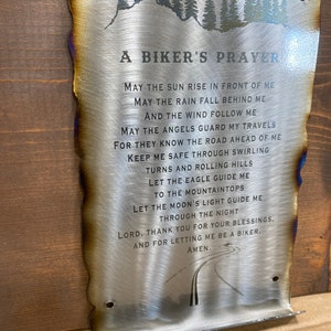 Biker gift, Bikers prayer, motorcycle rider gift, metal scroll image 5