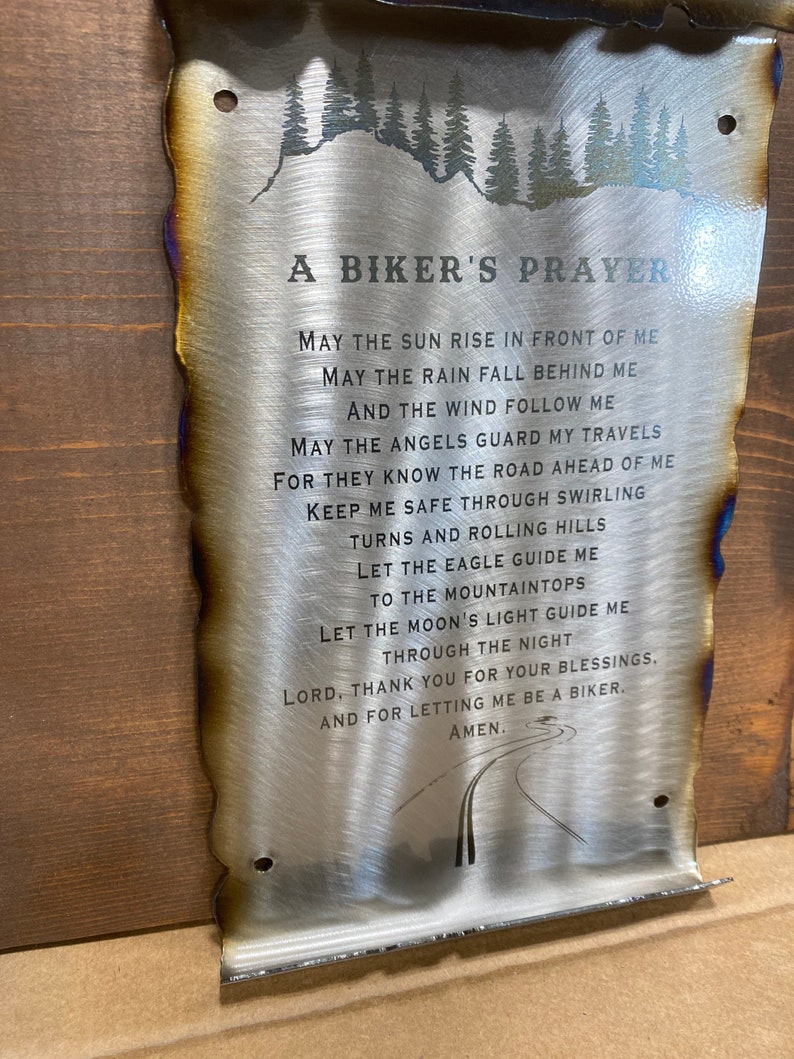 Biker gift, Bikers prayer, motorcycle rider gift, metal scroll image 5
