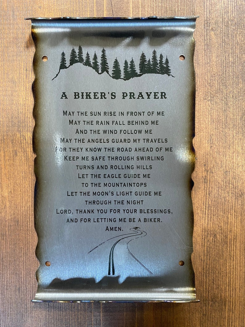 Biker gift, Bikers prayer, motorcycle rider gift, metal scroll image 1