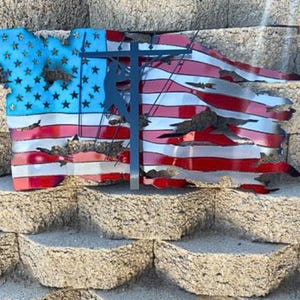 Lineman Metal Flag, Battle Worn American Flag, Lineman Gift