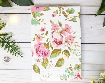 Rose Notepad // Handmade Notebooks // Pink Rose // Floral & Script  // Gifts Under 10