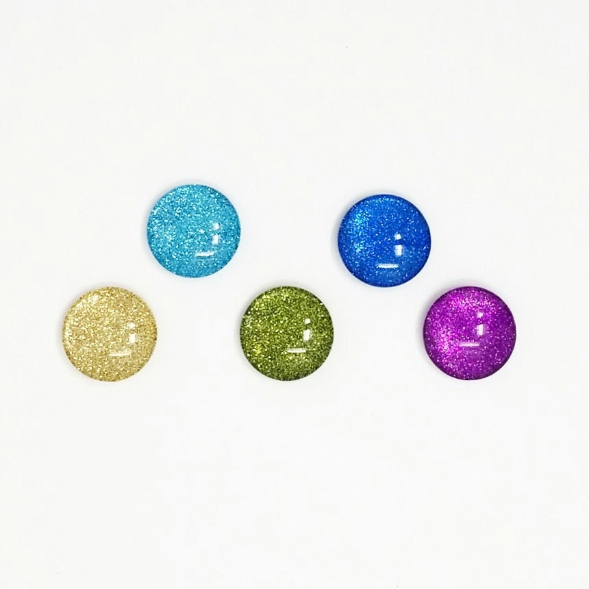 Peacock Glitter Magnets // Set of 5 - 1” Round Glass Magnets // Gifts ...