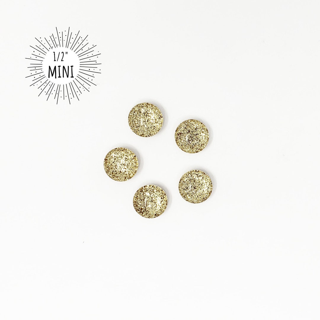 Gold Glitter Magnets // Set of 5- 1/2" Round Glass Magnets // Gifts ...