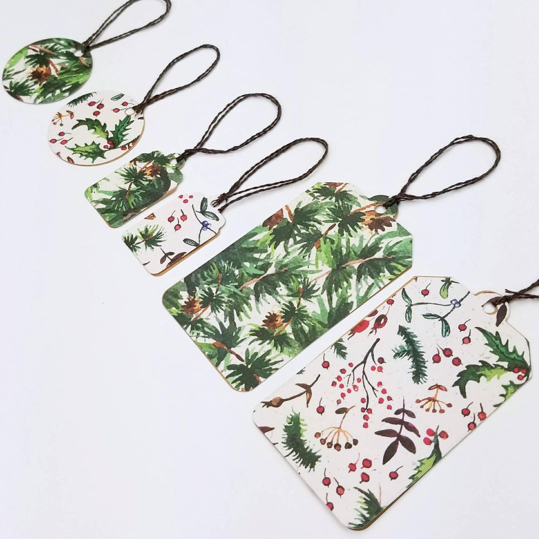 18 Assorted Holiday Gift Tags // Rustic Pine Theme // Christmas Tags ...