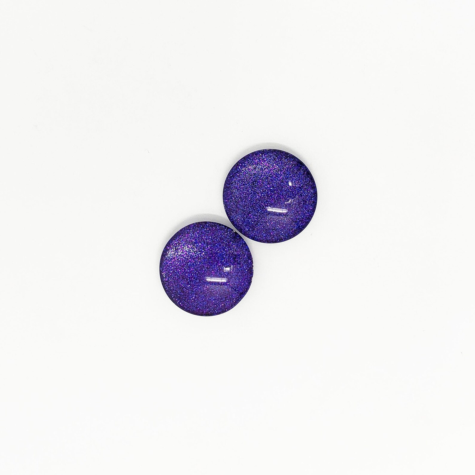 Dark Purple Glitter Magnets // Set of 2 1 Round Glass | Etsy