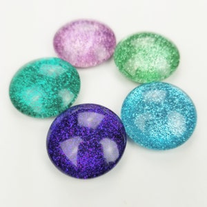 Mermaid Glitter Magnets // Set of 5 - 1" Round Glass Magnets // Gifts ...