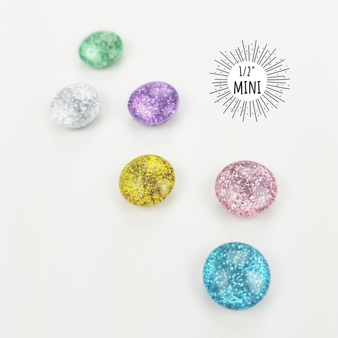 Unicorn Glitter Mini Magnets // Set of 6 - 1/2" Round Glass Magnets ...
