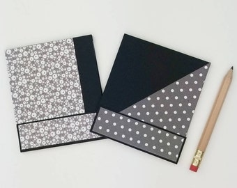 Set of 2 Matchbook Notepads w/Pencil // Gray + Black Handmade Notebooks // Gift Idea