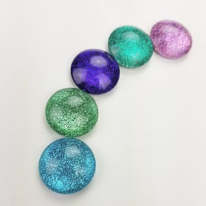 Mermaid Glitter Magnets // Set of 5 - 1" Round Glass Magnets // Gifts ...