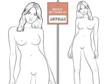 Realistic Runway-Ready Fashion Croquis template “Autumn” Edgy Hip Pose