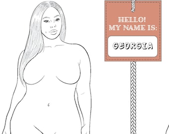 Modelo de croquis de figura de moda realista "GEÓRGIA" | Modelo de figura de moda feminina plus size