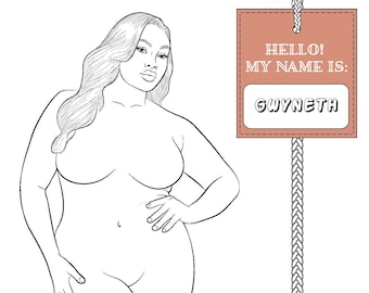 Modelo de croquis de figura de moda realista "GWYNETH" | Modelo de figura de moda feminina plus size