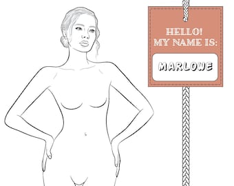 Realistic Fashion Figure Croquis Template "MARLOWE" | Womenswear Fashion Figure Template