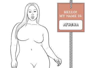 Realistic Fashion Figure Croquis Template "ATHENA"  |  Plus Size Womenswear Fashion Figure Template