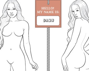 Modelo de croquis de figura de moda realista "DAWN" | Modelo de figura de moda feminina curvilínea