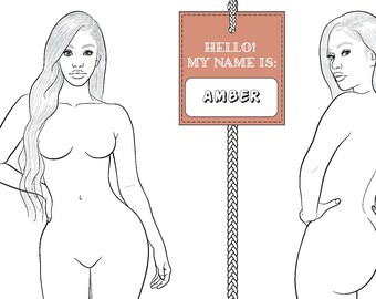 Mall för realistisk modefigurskroquis "AMBER" | Mall för kurvig dammode |