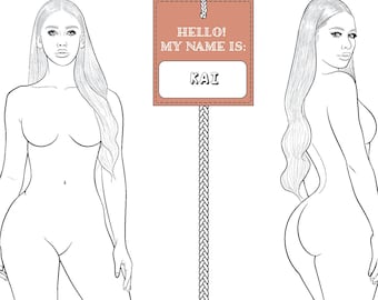 Modelo de croquis de figura de moda realista "KAI" | Modelo de figura de moda feminina curvilínea | Opções de múltiplas poses