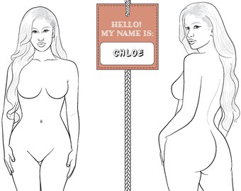 Modelo de croquis de figura de moda realista "CHLOE" | Modelo de figura de moda feminina curvilínea