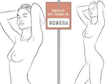Realistic Fashion Figure Croquis template “SIERRA” | Side-Front Pose Only