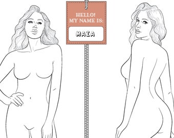 Modelo de croquis de figura de moda realista "MAIA" | Modelo de figura de moda feminina | Pose Alternativa BÔNUS
