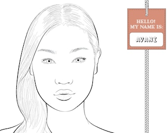 Gráfico de rosto de maquiagem realista "Avani" | Folhas de prática de maquiador, download digital instantâneo de modelo de rosto em branco/gráfico de maquiagem