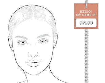 Realistic Makeup Face chart "Rylee" | Make-up Artist Practice Sheets, Digital Instant Download Blank Face Template/Make Up Chart