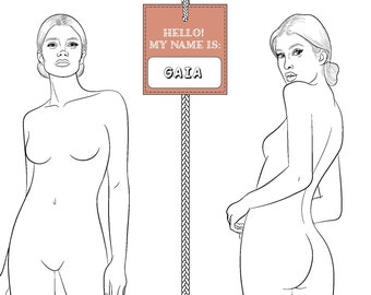 Modelo de croquis de figura de moda realista "GAIA" | Modelo de figura de moda feminina