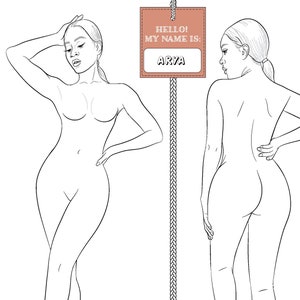 Realistic Fashion Figure Croquis Template &quot;ARYA&quot; | Womenswear Fashion Figure Template