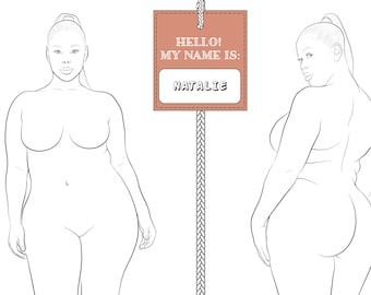 Realistic Plus Size Fashion Figure Croquis Template "Natalie" |  Womenswear Fashion Figure Template