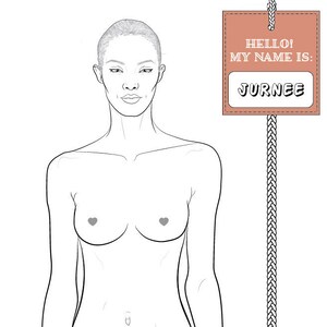 Realistic Female Fashion Figure Croquis template “JURNEE” | Casual Pose  | African American Features | Front View only