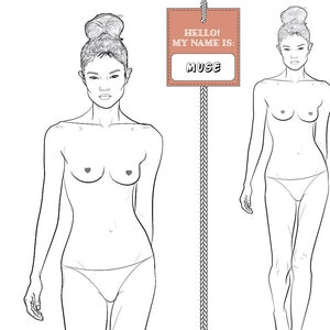 Realistic Female Fashion Figure Croquis template “MUSE” | Asian Fashion Model | Front View Only