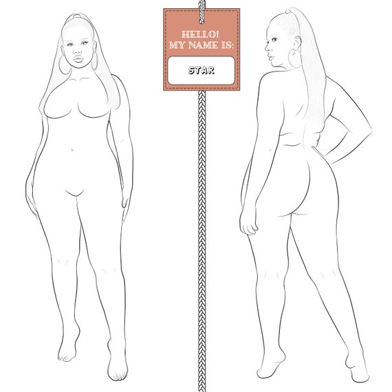 Realistic Plus Size Fashion Figure Croquis Template star