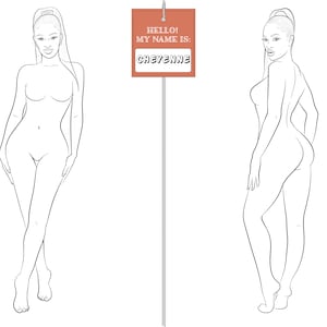 Realistic Fashion Figure Template &quot;CHEYENNE&quot; for Womenswear fashion drawing | fashion figure template | Front and Side/Back Pose