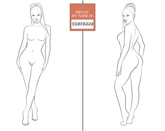 Realistic Fashion Figure Template "CHEYENNE" for Womenswear fashion drawing | fashion figure template | Front and Side/Back Pose