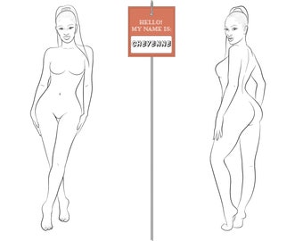 Realistic Fashion Figure Template "CHEYENNE" for Womenswear fashion drawing | fashion figure template | Front and Side/Back Pose