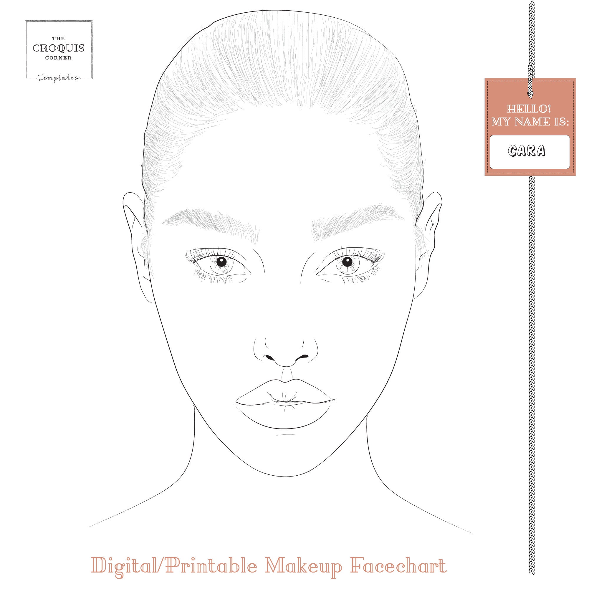 Makeup tutorial, nude makeup beautiful female woman face with cosmetics  sketch set. Hand drawn vector illustration. Stylish original portrait with  attractive girl model. Fashion, style, beauty Stock Vector | Adobe Stock