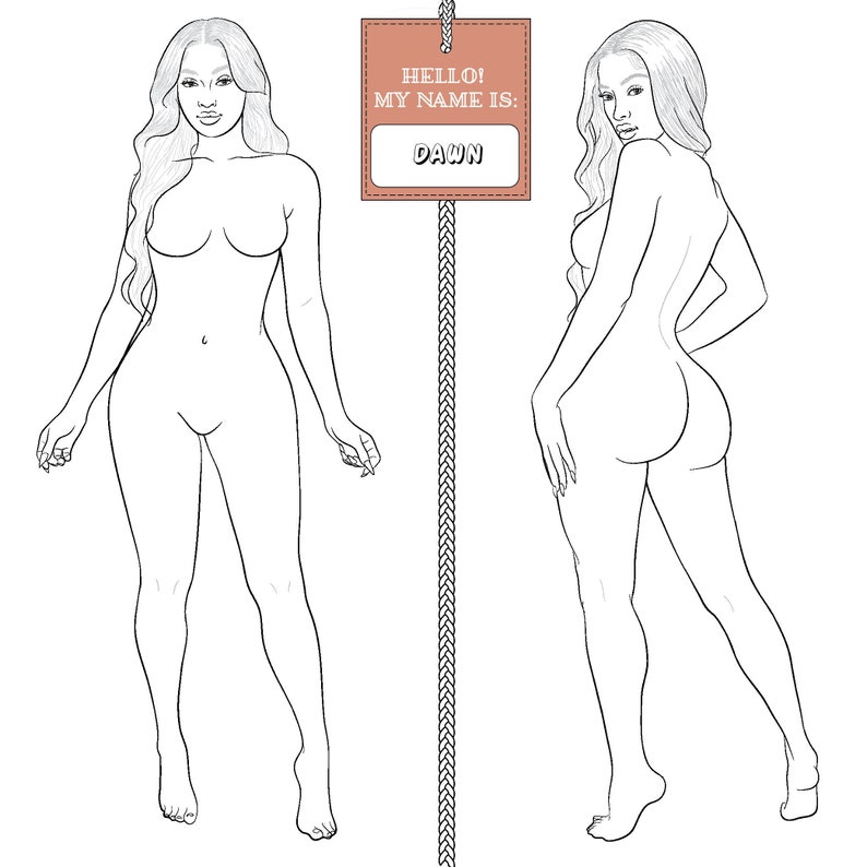 Realistic Fashion Figure Croquis Template DAWN Curvy Womenswear Fashion Figure Template image 1