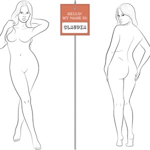 Realistic Fashion Figure Croquis Template &quot;CLAUDIA&quot; | Womenswear Fashion Figure Template