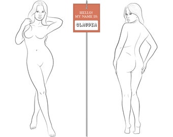 Realistic Fashion Figure Croquis Template "CLAUDIA" | Womenswear Fashion Figure Template