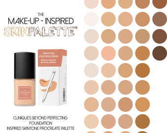 Makeup-Inspired Skin Tone Palette for Procreate | 40 Shade Skin Tones Palette Inspired by Clinique's Beyond Perfecting Foundation