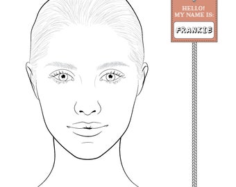 Realistic Makeup Face chart "Frankie" | Make-up Artist Practice Sheets, Digital Instant Download Blank Face Template/Make Up Chart