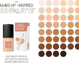 Makeup-Inspired Skin Tone Palettes for Procreate | 50 Skin Tone Shades Inspired by Fenty Beauty Pro Filtr Liquid Foundation