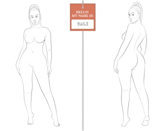 Realistic Fashion Figure Template "CALI" for Womenswear fashion drawing | fashion figure template | WOMEN of COLOR | Front and Back Pose