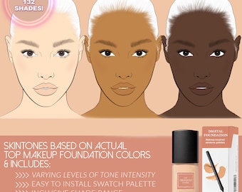 132 Shade Makeup-Inspired Digital Skin Tone Palette  | Inspired by Makeup Brands Fenty Beauty, Morphe, and Juvia's Place