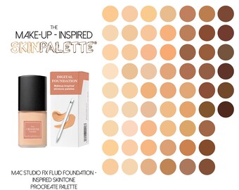 Paletas de tons de pele inspiradas em maquiagem para Procreate | 60 tons de pele inspirados na Mac Cosmetics Studio Fix Fluid Foundation