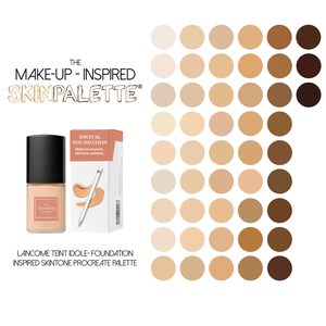 Makeup-inspirerad hudtonspalett för Procreate | 48 hudtonsnyanser inspirerade av Lancomes Teint Idole Liquid Foundation