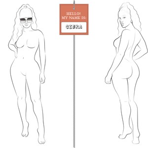 Realistic Fashion Figure Template &quot;CIERA&quot; for Womenswear fashion drawing | fashion figure with Shades template | Front and Back Pose