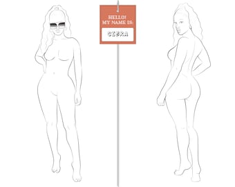 Realistic Fashion Figure Template "CIERA" for Womenswear fashion drawing | fashion figure with Shades template | Front and Back Pose