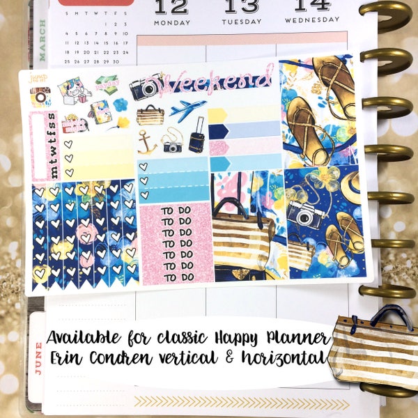 Discontinued Sale - Vacay Getaway sampler stickers- for Happy Planner, Erin Condren Vertical and Horizontal Planners